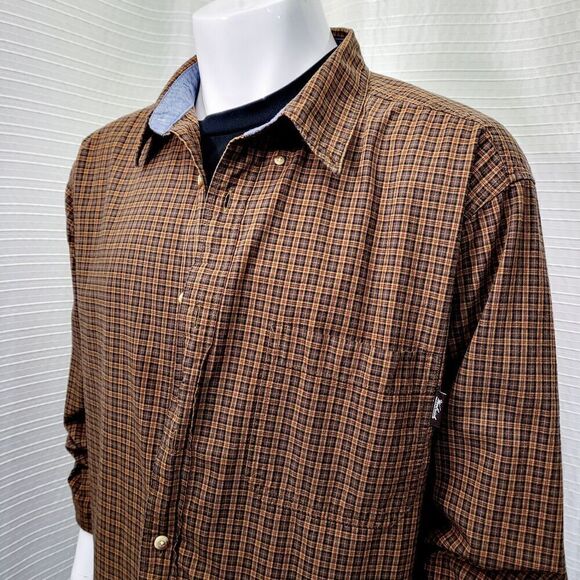 VTG Woolrich Mid-Weight Plaid Shirt Outdoor Brown Gold Men's XXL EUC - Picture 2 of 9